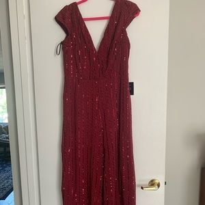 Lulu’s Burgundy Sequin Wide-Leg Jumpsuit